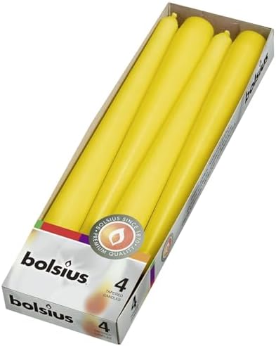 Alternative view of Sarı Konik Şamdan Mumlar 4 Paket - 24,5 cm - 7,5 Saat Yanan Damlamayan Mumlar - Akşam Yemeği, Parti, Düğün Dekoru için Uzun Mum Seti