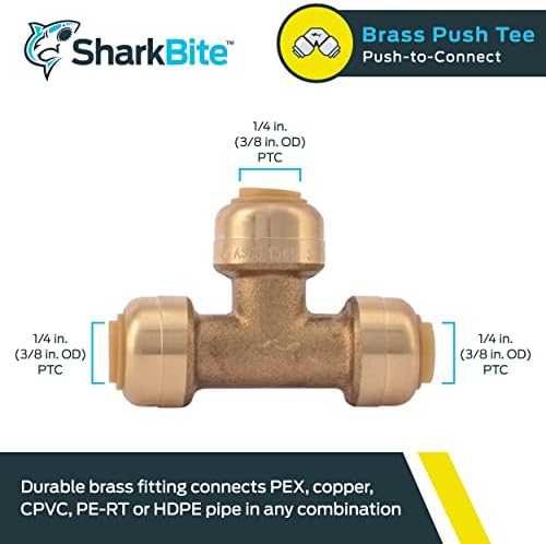 Alternative view of 1/4 inç (3/8 inç OD) Tee, Pirinç Tesisat Bağlantısı Bağlantısı için İtin, PEX Boru, Bakır, CPVC, PE-RT, HDPE, U358LFA