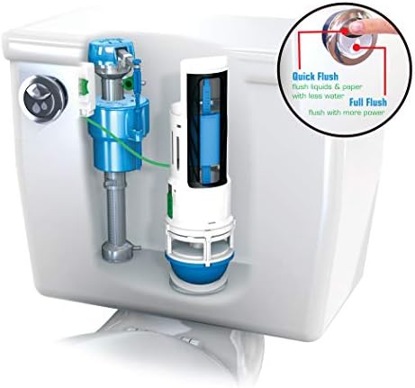 HYR460 Hydroright HyrdroRight Evrensel Su Tasarruflu Tuvalet Tamir Takımı, Çift Yıkama Valfi, Push Btton Kolu, Beyaz