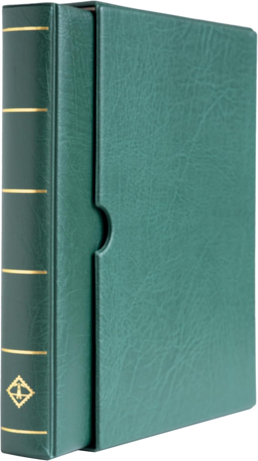 Leuchtturm VARIO F Dar Kasetli Klasör (255x325x60mm) (Kağıt Para, Pul, Zarf ve Efemera Koleksiyonlarınız için idealdir), Yeşil Kapak