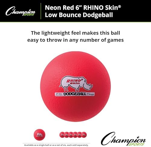 (6.3" - Neon Red) - Sports 15cm Rhino Skin & Foam Core Low Bounce Dodgeball Ball - Neon Red