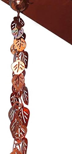 Rain Chains 10006 Saf Bakır Basamaklı Yapraklar Yağmur Zinciri, 8-1/2 Metre Uzunluğunda Oluk için Yedek İniş Ağzı, 8,5 Ft