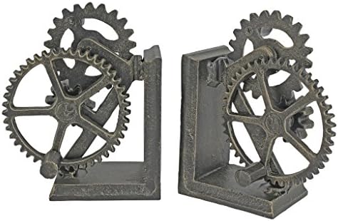 QH9631 Endüstriyel Dişli Steampunk Dekor Kitap Destekleri, 38 cm, İkili Set, Çok Renkli