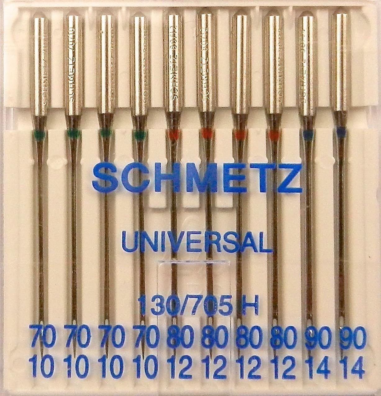 Alternative view of SCHMETZ Dikiş makinesi iğneleri: 10 evrensel iğne, standart iğne, iğne kalınlığı 70/10-90/14, dikiş seti, 130/705 H, her standart ev dikiş makinesinde kullanılabilir