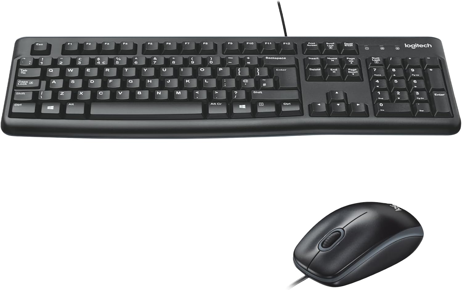 MK120 USB Kablolu Klavye Mouse Seti, Tam Boyutlu, Sağ ve Sol Elle Kullanıma Uygun Mouse, Sıvı Dökülmesine Dayanıklı, Türkçe Q Klavye, Siyah