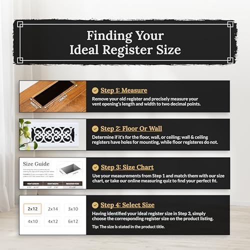 Alternative view of 2 inch 12 inç Gotik Steel Floor Register, AGH212-BLK