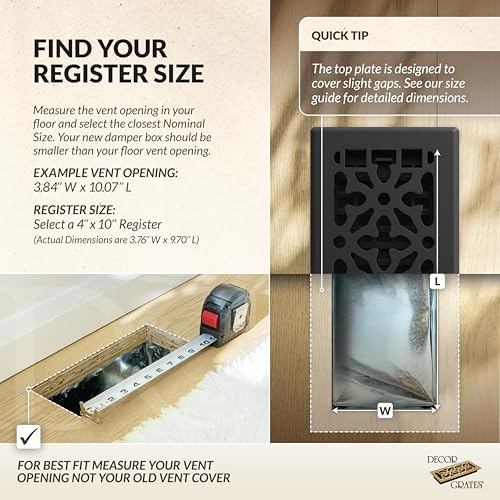 4-inç 10 inç Gotik Steel Floor Register, AGH410-BLK