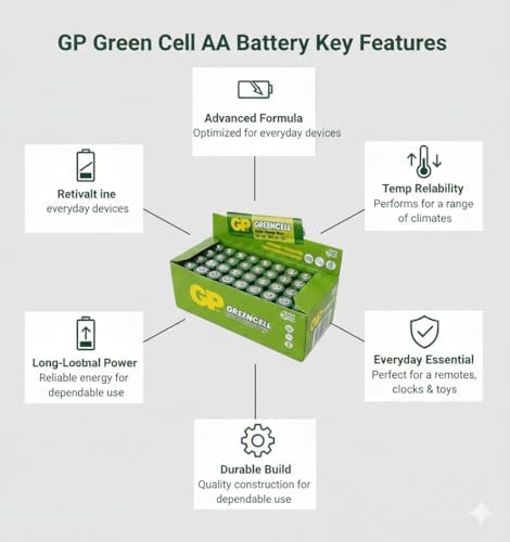 Alternative view of GP15G Greencell R6P/1215/AA Kalem Pil, 1.5 Volt, 40'lı Kutu, Yeşil/Sarı/Beyaz