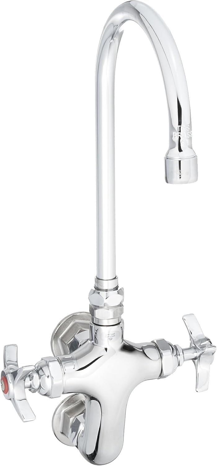Alternative view of T&S B-0316 Duvara Monte Döner Gooseneck Dikey Çift Kiler Musluk Akış Regülatörü ile