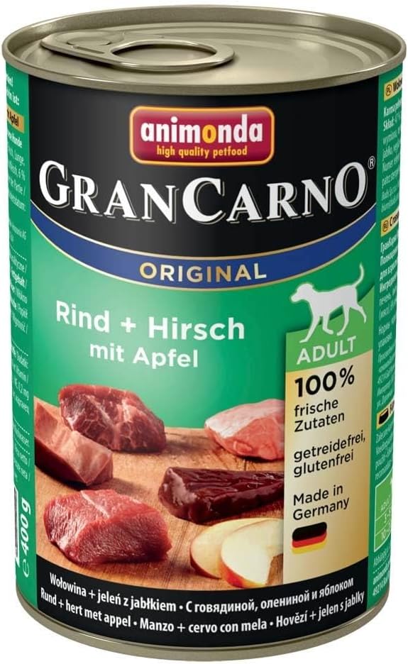 Animonda Gran Carno Sığır Etli Geyik Etli ve Elmalı Yetişkin Köpek Konservesi 400 Gr
