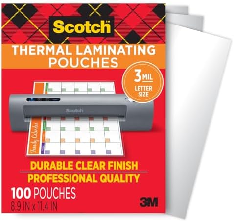 Thermal Laminator Pouches 3 Mil 100/Pkg-8.9"X11.4"