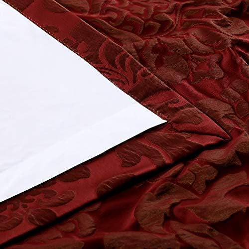 Price Drapes Oturma Odası için Tasarımcı Damask Perdeleri - İpek 120 X 226 (1 Panel), JQCH-201268-96, Astoria Kırmızı ve Bronz