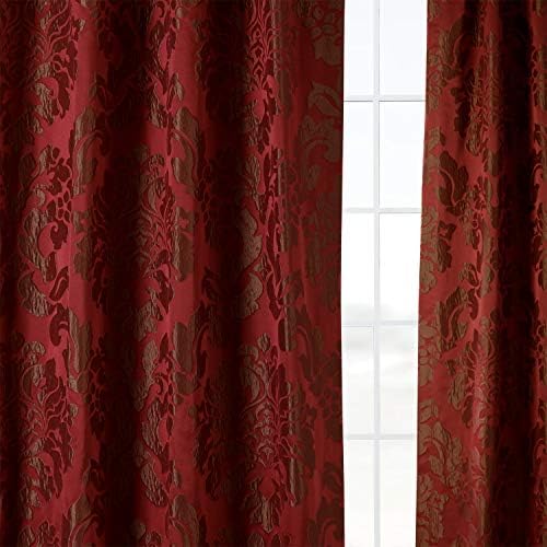 Alternative view of Price Drapes Oturma Odası için Tasarımcı Damask Perdeleri - İpek 120 X 226 (1 Panel), JQCH-201268-96, Astoria Kırmızı ve Bronz
