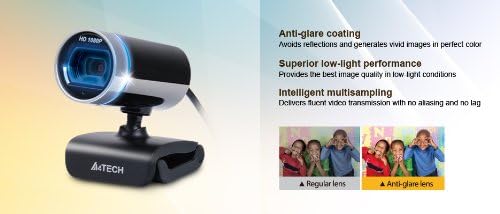A4Tech PK-910H Internet Kamera , 1080P Full HD, 16MP, Mikrofonlu, 9.4 x 3.71 x 5.79 cm, USB, Gümüş/Siyah
