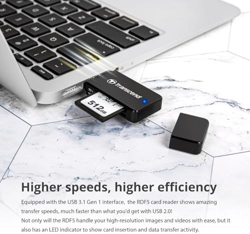 Alternative view of Transcend USB 3.0/3.1 Gen 1 çok fonksiyonlu kart okuyucu TS-RDF5K, siyah