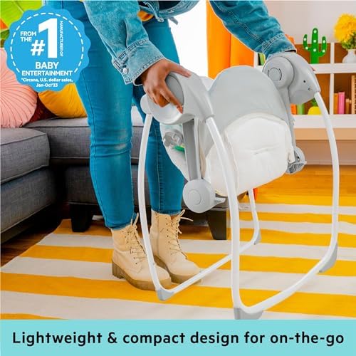 Alternative view of Bright Starts Bebek Salıncağı, Uyarlanabilir Hız, Kumaş Oyuncaklar, Müzik, Çıkarılabilir Oyuncak Barı, 0-9 Ay 3-9 kg (Tuhaf Vahşi) ile Portatif Otomatik 6 Vitesli