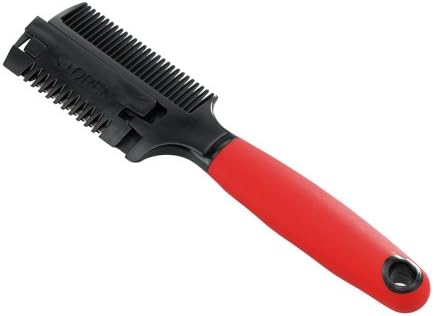 Alternative view of Tıraş makineli köpek tarağı, entegre bıçak, çift fonksiyonlu, iki boyutta plastik dişler, kaymaz sap