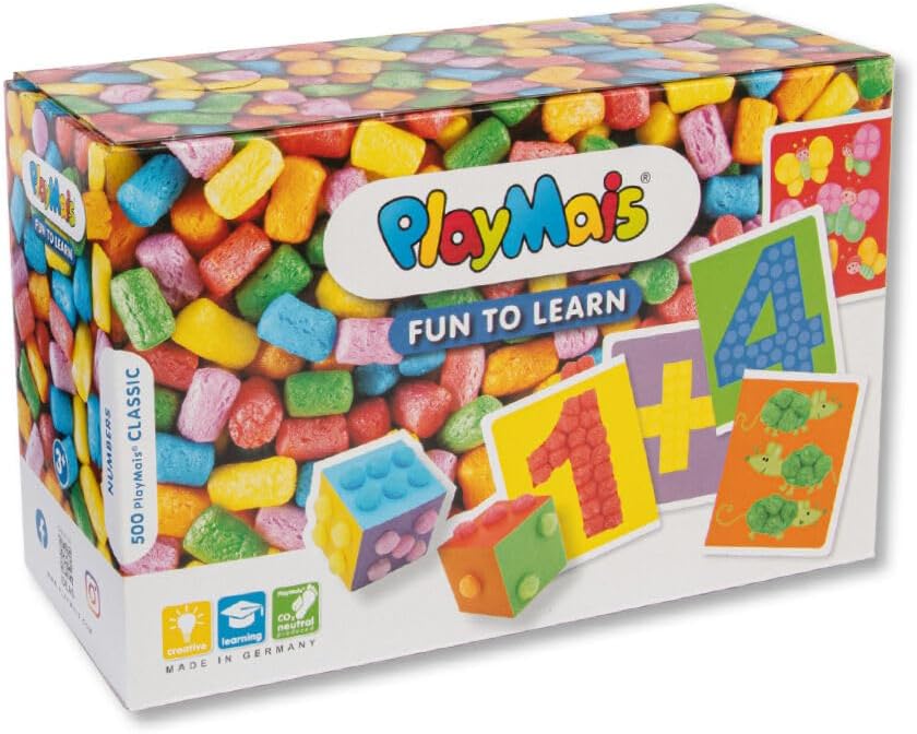 Playmais Fun To Learn Numbers el işi seti, 3 yaşından büyük çocuklar için, motor becerileri oyuncağı, 550 adet ve 14 motif şablonu, el işi için, yaratıcılığı ve ince motor becerilerini teşvik eder