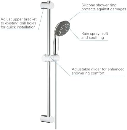 Alternative view of Start 100 Sürgülü Duş Seti, 600 mm Sürgülü Ray, 100 mm El Duşu 1 Akışlı, 1750mm Duş Hortumu, Düşmeye Dayanıklı, Su Tasarruflu, Kireç Önleyici Sistem, Duş Başlığı, Krom, 27942000