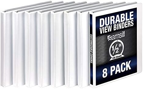 Alternative view of Dayanıklı.5 İnç Bağlayıcı, ABD'de Üretilmiştir, Yuvarlak Halka Özelleştirilebilir Şeffaf Görünüm Cilt, Beyaz, 8'li Paket (S88417)