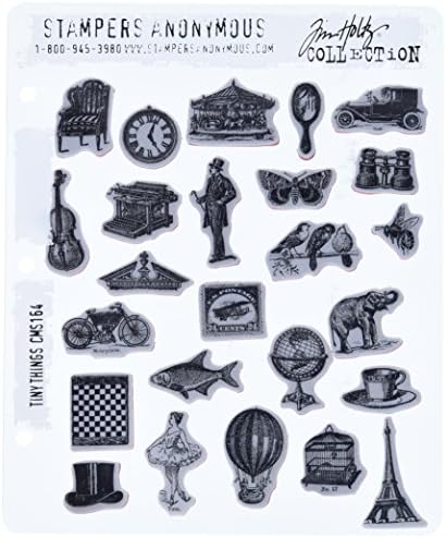 Tim Holtz yapışkan ıstampa setleri, anonymous, sanatsal aletler, lastik damga Tiny Things kırmızı