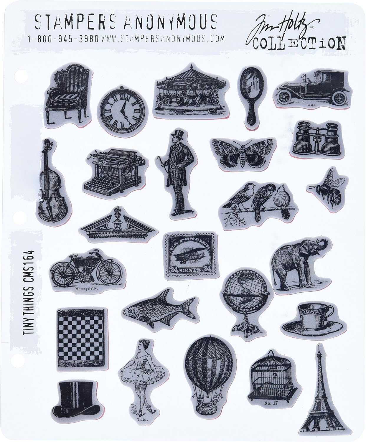 Alternative view of Tim Holtz yapışkan ıstampa setleri, anonymous, sanatsal aletler, lastik damga Tiny Things kırmızı