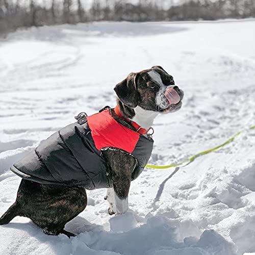 Gooby - Dolgulu yelek, köpek ceketi, manto, fermuarlı kazak ve keten halkalı, kırmızı, beden L