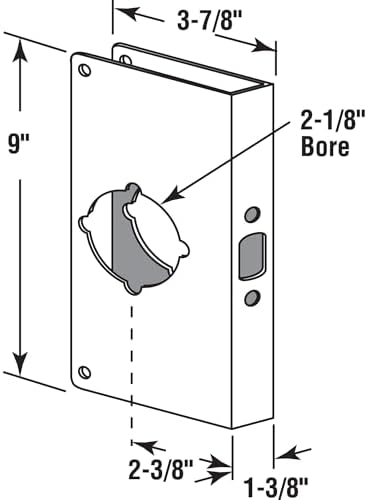 Security U 9585 1-3/8" x 9" Kalın Paslanmaz Çelik, 2-1/8" Kilit ve Kapı Güçlendirici, 1-3/8