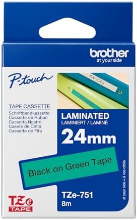 BROTHER TZ-751 24 mm YEŞİL-SİYAH ŞERİT 24TZE751