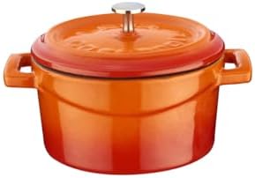 Metal Döküm Mini Tencere, 10 cm, 0.35 L Hacim, Turuncu