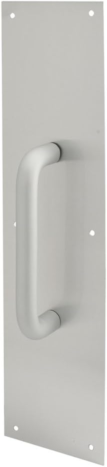Alternative view of ürünler J 4640 kapı Pull plaka ile yuvarlak sap, 4-inç x 40,6 cm, saten alüminyum