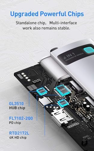 Alternative view of Metal 6 in 1, Çok Fonksiyonlu Bilgisayar/Telefon Hub Adaptörü, Gri, Bağlantı Sayısı: 6, Giriş: USB Type C, Çıkış: USB Type A 3.0 X 3, USB Type C (PD),Seyahat Boy
