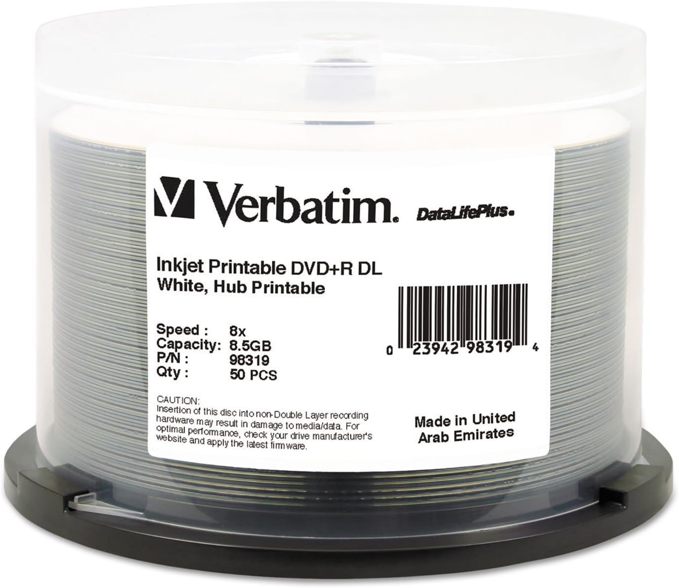 Alternative view of DVD+R DL 8.5GB 8X DataLifePlus Beyaz Mürekkep Püskürtmeli Yazdırılabilir, Hub Yazdırılabilir - 50pk Mil - 98319