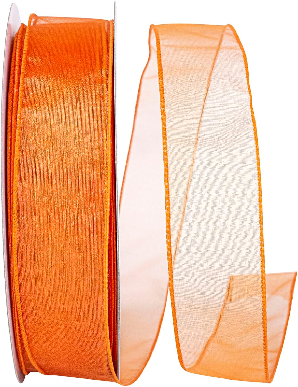 Alternative view of Ribbon 99908W-058-09K Şeffaf Hoş Değerli Kablolu Kenar Kurdele, 1-1/2 İnç X 45 Yarda, Turuncu