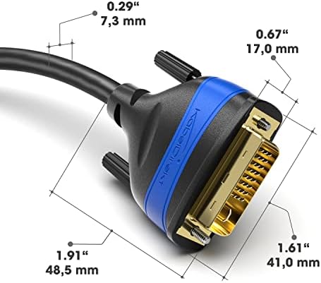 – Çift Bağlantılı DVI kablosu – parazitsiz sinyal iletimi için ferrit çekirdekli – 2m (dijital /24+1 monitör kablosu, DVI'dan DVI'ya, 60Hz'de 2560×1600'e kadar veya Full HD/1080p)