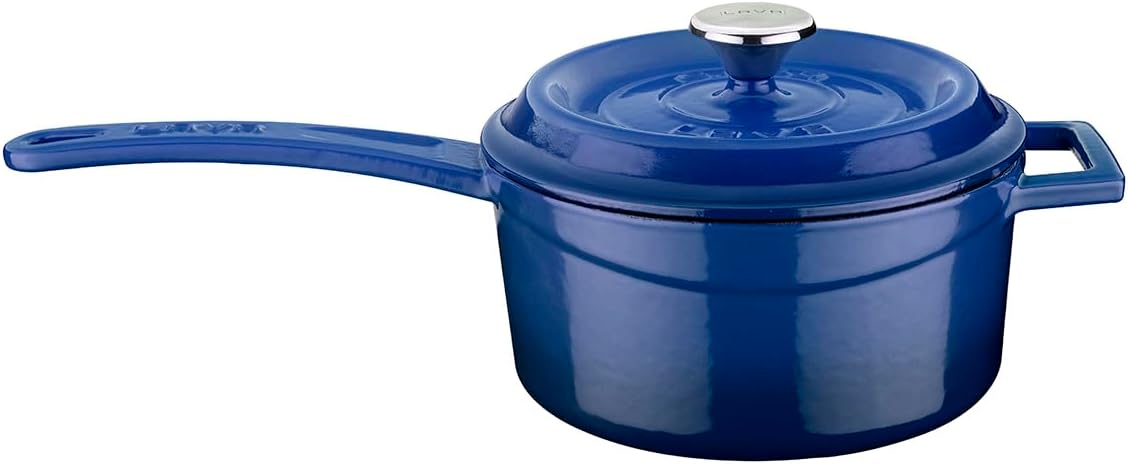 Döküm Yuvarlak Sos Tenceresi Metal Saplı 16 cm, Mavi