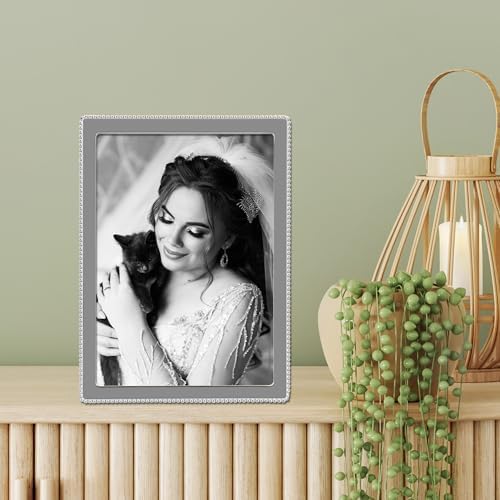 Frames Boncukların Hassas Dış Kenarlığına Sahip Metal Resim Çerçevesi, 13,7 x 17,7 cm, Gümüş