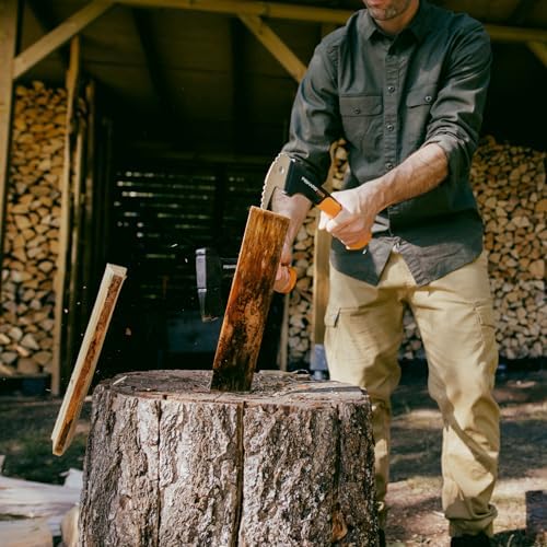WoodXpert Zapa XA2, Uzunluk: 34,8 cm, Sertleştirilmiş çelik bıçak/Fiberglas saplı güçlendirilmiş sentetik malzeme, Koruyucu kılıf dahil, Siyah/Turuncu, 1003622