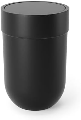 Alternative view of Çöp Kutusu, Küçük 6 Litre Kapaklı, Salınımlı Kapaklı Atık Sepeti, Banyo/Wc İçin, Yumuşak Dokunuş, Siyah