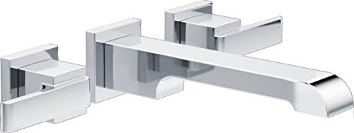 Ara Duvara Monte Musluk, Banyo Bataryası Krom, Duvara Monte Banyo Bataryası 3 Delikli, Yaygın Banyo Bataryası, Krom T3567LF-WL, 5.4 x 34.8 x 19.4 cm