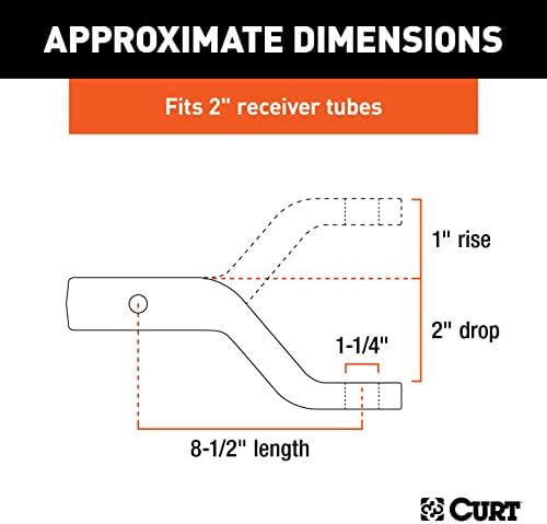 Curt Manufacturing 45340 Dövme Römork Aksamı Bilyeli Montaj, 5 inç Alıcı, 7,7 kg, 1-1/4-inç Delik, 2-In Drop, 1-İnç Yükseklik