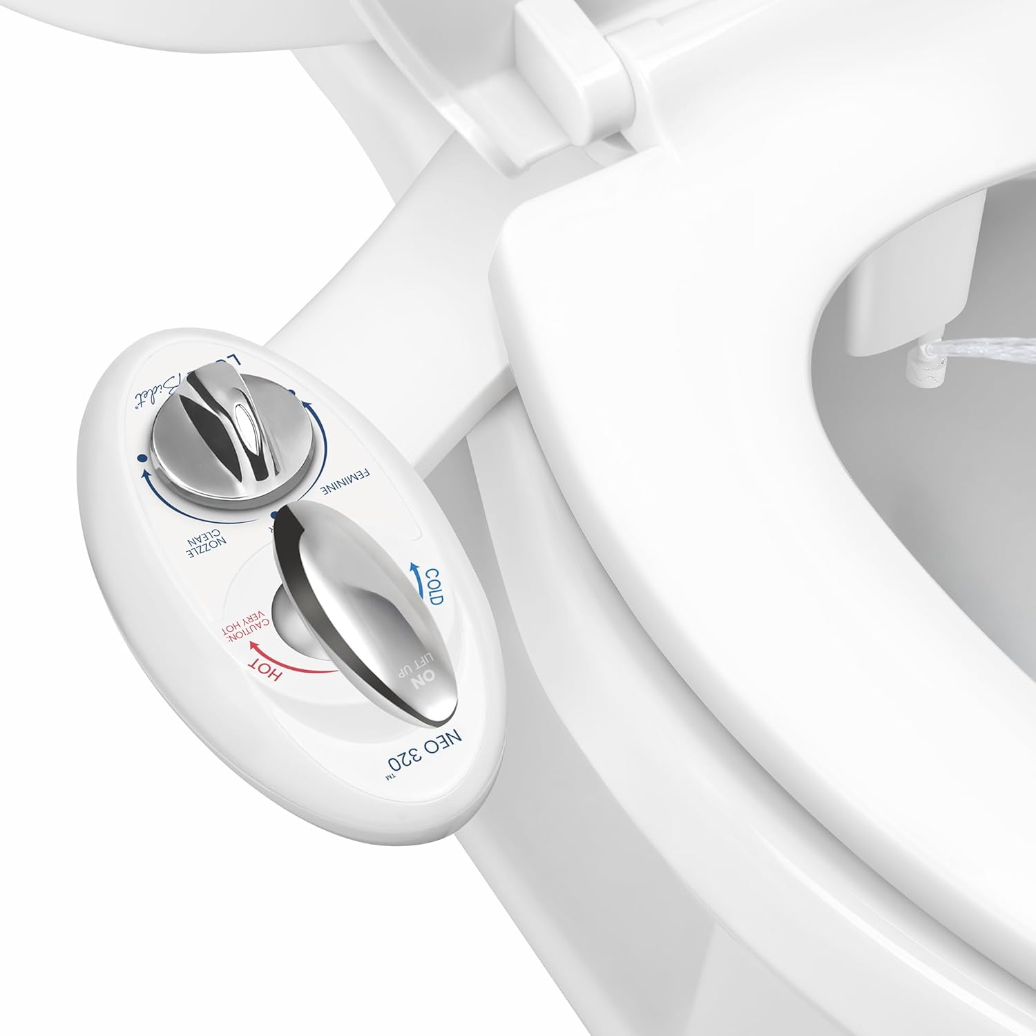 Luxe Bidet Neo 320 (Series) – kendi kendini temizleyen Dual başlık –, sıcak ve soğuk su ile elektrik mekanik Bide WC-sabitleme W/güçlü musluk valfler ve metal hortumlar, Neo 320 white