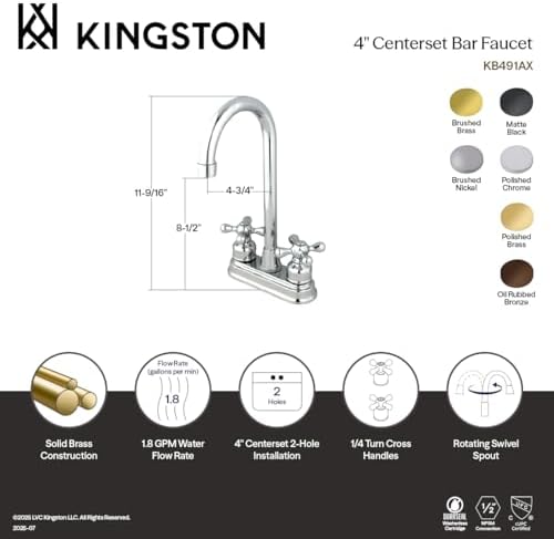 Alternative view of Pirinç KB491AX Bar Musluğu, Cilalı Krom, 10,16 cm