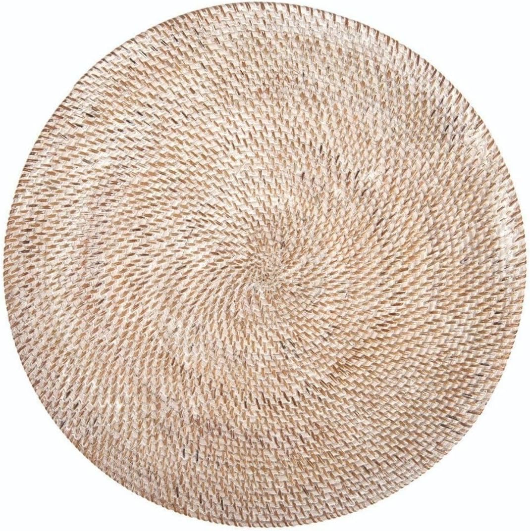 TISECO Set de table rond rotin Blanc