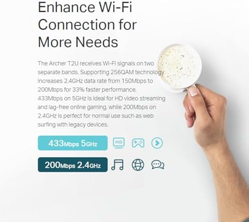 Archer T2U, 600Mbps Kablosuz Dual Band USB Adaptör