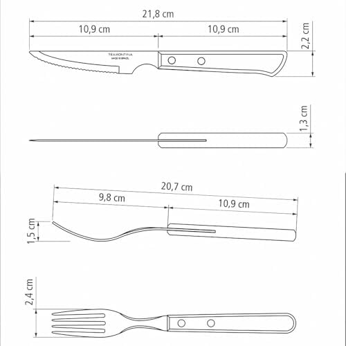 21199/909 biftek çatal bıçak seti, 12 parça, kahverengi saplı, 2 kat perçinlenmiş
