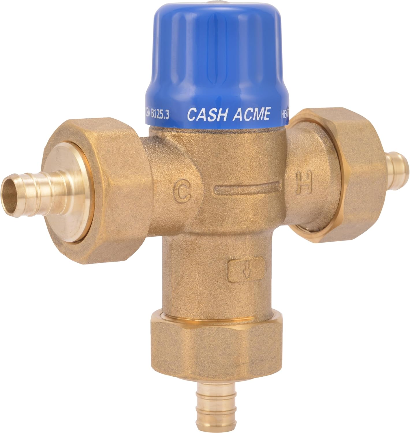 Cash Acme Barb Bağlantıları ve İntegral Kontrolleri ile 1/2 İnç HG110 Sıkma Termostatik Karıştırma Vanası, Pirinç Tesisat Montajı, 24506