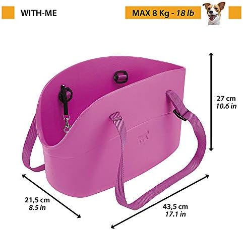 Küçük köpekler ve kediler için köpek taşıma çantası, evcil hayvanlar için taşıma çantası, köpek çantası, ayarlanabilir taşıma kayışı, emniyet kemeri dahil, 21,5 x 43,5 x y 27 cm, pembe
