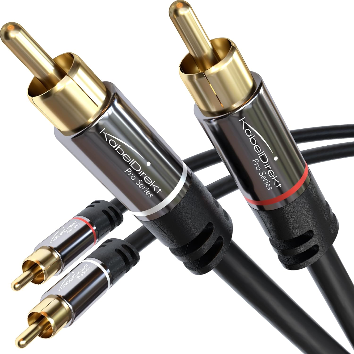Alternative view of – 7,5m – cinch kablo, 2 cinch-2 cinch, stereo ses kablosu (koaksiyel, RCA fiş/fiş, analog veya dijital, derin bas hoparlör/amplifikatör/HiFi ve ev sineması/Blu-ray/alıcı için, siyah)