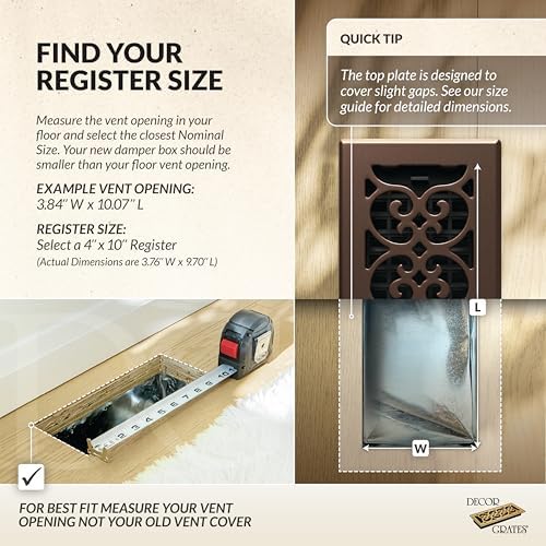 4-inç 10 inç kaydırma Floor Register, Kahverengi, SPH410-RB
